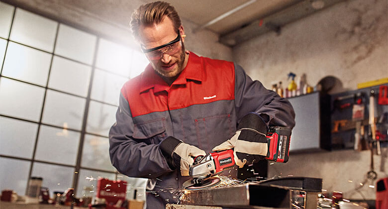 man working with an angle grinder